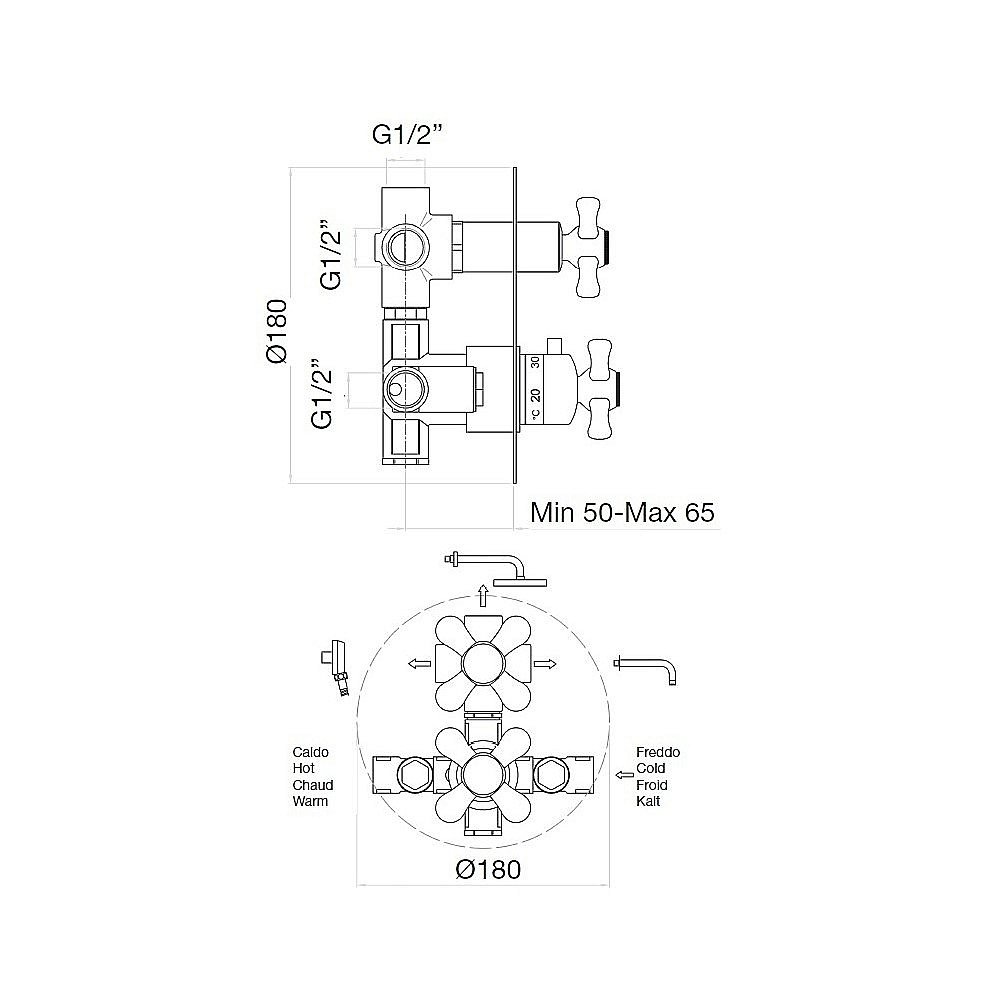 Смеситель для душа Webert Armony AM970903010 золото купить в интернет-магазине сантехники Sanbest