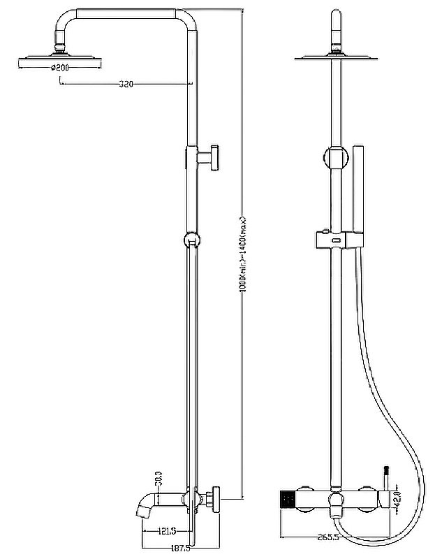 Душевая система Boheme Uno 468-B черная/хром купить в интернет-магазине сантехники Sanbest