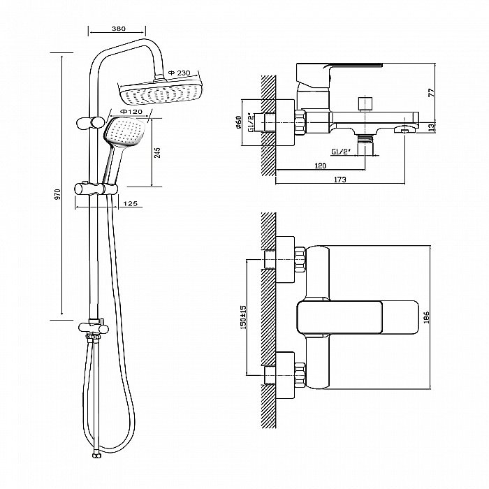 Душевая система Orange Plito M16-933cr хром купить в интернет-магазине сантехники Sanbest