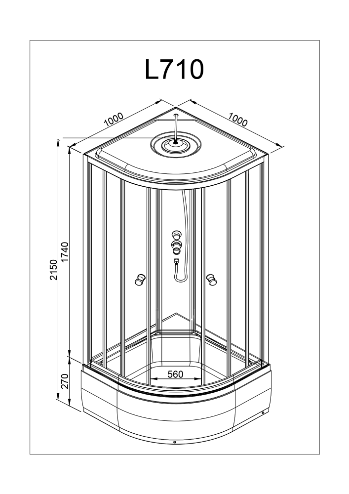 Душевая кабина Deto L 710 100х100 купить в интернет-магазине Sanbest