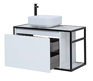 Тумба с раковиной Aquanet Nova Lite Loft 90 L/R белый для ванной в интернет-магазине Sanbest