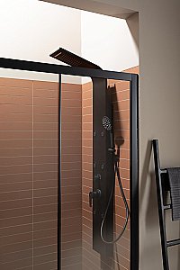 Душевая дверь Aquanet Pleasure AE60-N-150H200U-BT 150 стекло прозрачное/профиль черный купить в интернет-магазине Sanbest