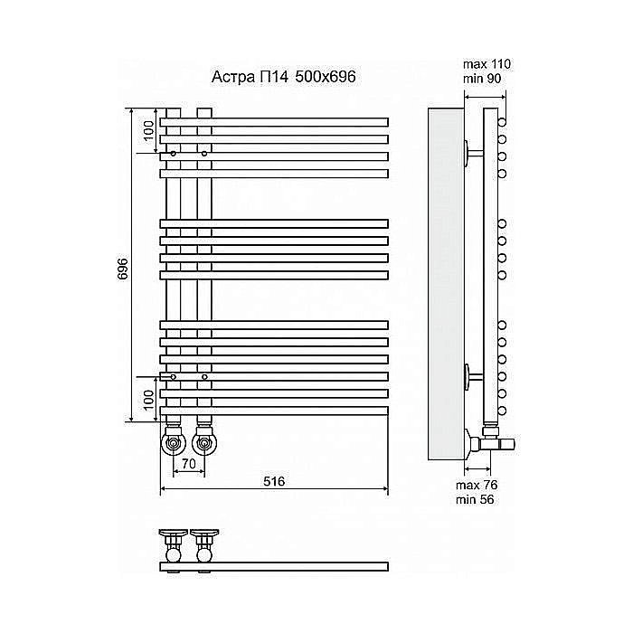Полотенцесушитель водяной Terminus Астра П14 500x696 купить в интернет-магазине сантехники Sanbest