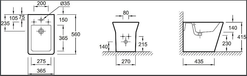 Биде напольное Jacob Delafon REVE E4814-00 купить в интернет-магазине Sanbest