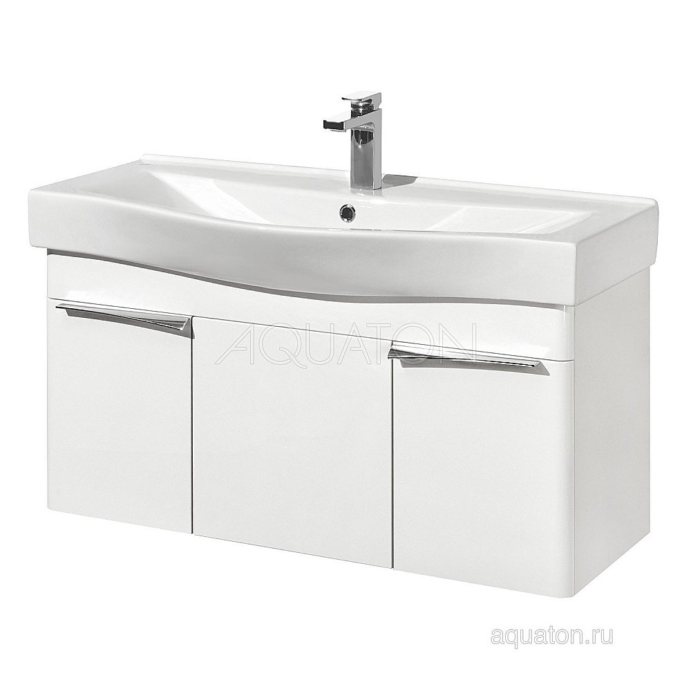 Тумба с раковиной Акватон Беверли 100 белая глянцевая для ванной в интернет-магазине Sanbest