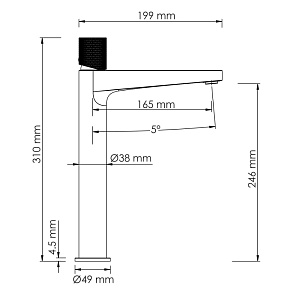 Смеситель для раковины WasserKRAFT Fulda 5203H черный матовый купить в интернет-магазине сантехники Sanbest