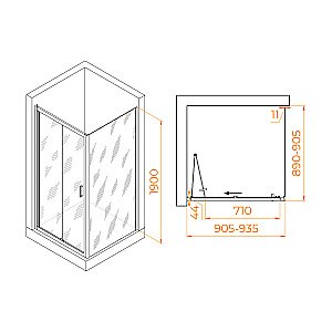 Душевой уголок RGW Passage PA-132B (PA-21B+Z-050-5B) 90 060813299-14 стекло прозрачное/профиль черный купить в интернет-магазине Sanbest