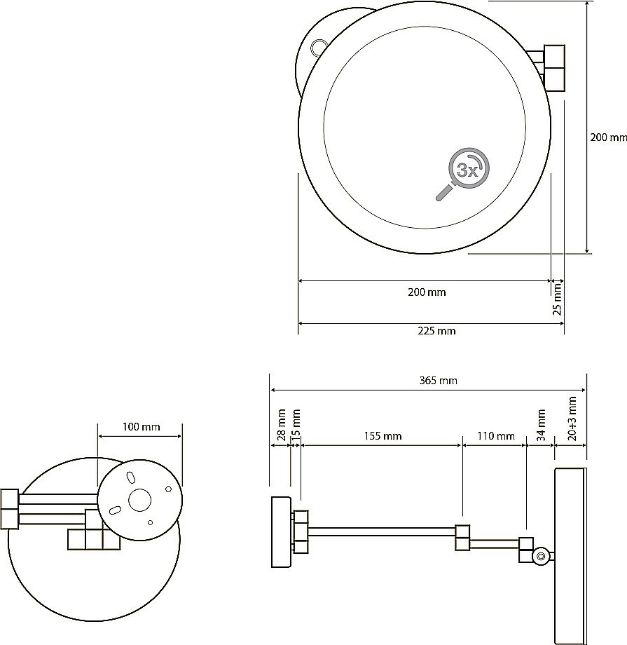 Зеркало косметическое Bemeta 116101772 хром купить в интернет-магазине сантехники Sanbest