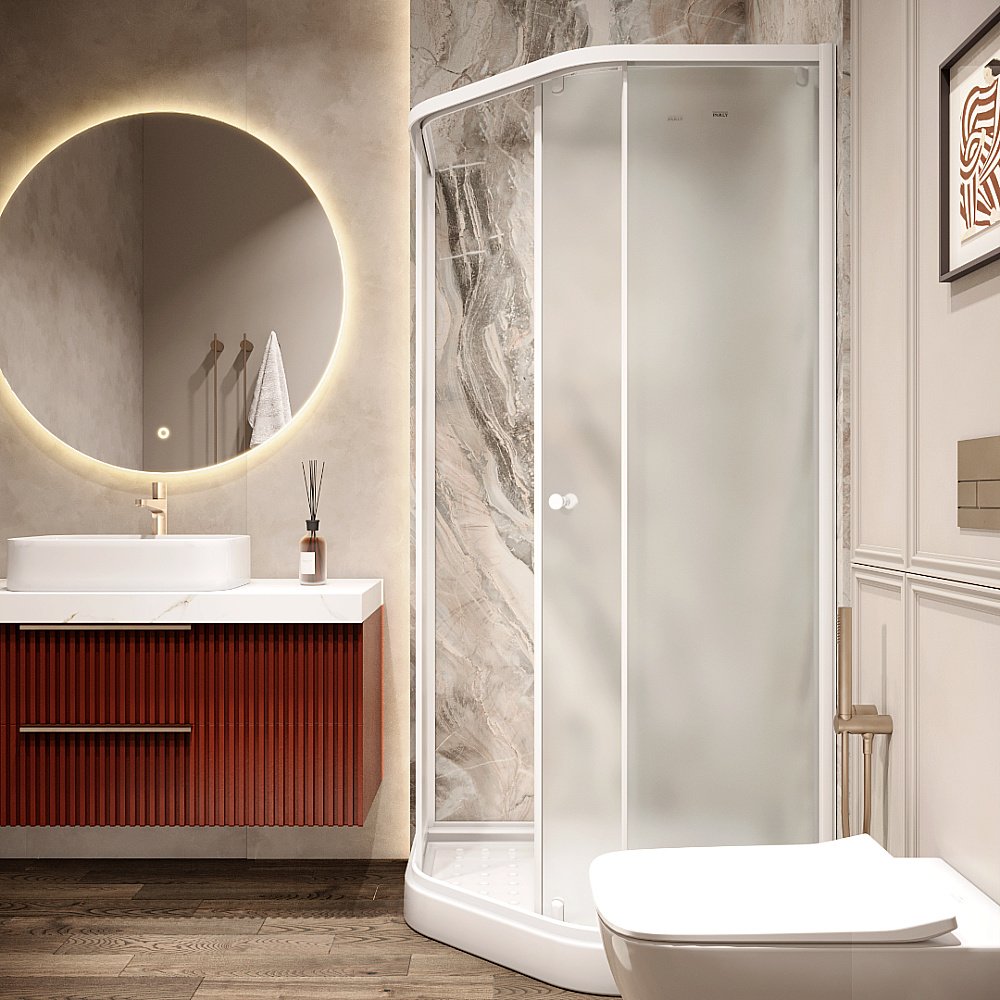 Душевой уголок Parly ZEP91FR 90х90 стекло матовое/профиль белый купить в интернет-магазине Sanbest