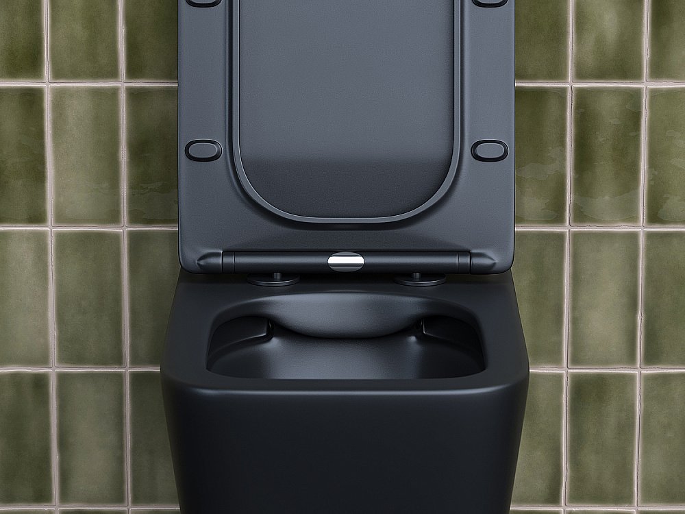 Унитаз подвесной Ceramica Nova METRIC Rimless CN3007MB безободковый, с крышкой микролифт, черный купить в интернет-магазине Sanbest