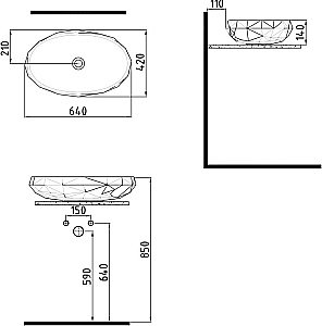 Раковина накладная Bien Moly 64 MLLG06201FD0W3000 белая купить в интернет-магазине Sanbest