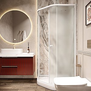 Душевой уголок Parly ZEP91FR 90х90 стекло матовое/профиль белый купить в интернет-магазине Sanbest