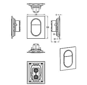 Кнопка смыва для инсталляции пневматическая WONZON & WOGHAND, Хром (WW-IB257-CR) купить в интернет-магазине сантехники Sanbest