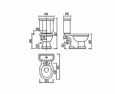 Напольный унитаз Creavit Klasik KL310.000I0 белый с декором купить в интернет-магазине Sanbest