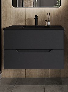 Тумба с раковиной Orange Line 80 Li-80Tug+BLRA графит для ванной в интернет-магазине Sanbest