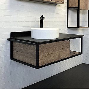 Тумба с раковиной Comforty Лиссабон 95 дуб темный для ванной в интернет-магазине Sanbest