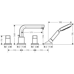 Смеситель для ванны Hansgrohe Metris S 31446000 купить в интернет-магазине сантехники Sanbest