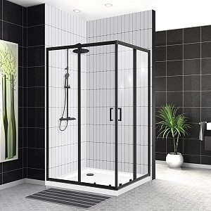 Душевой угол BelBagno UNO-195-AH-2-100/80-C-NERO 100х80 стекло прозрачное/профиль черный купить в интернет-магазине Sanbest