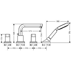 Смеситель для ванны Hansgrohe Metris S 31446000 купить в интернет-магазине сантехники Sanbest
