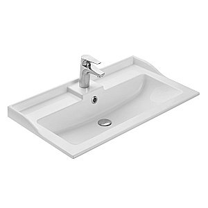 Тумба с раковиной Акватон Диор/Фабиа 80 белая глянцевая для ванной в интернет-магазине Sanbest