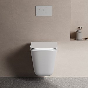 Унитаз подвесной ABBER Rechteck AC1219TC белый, с крышкой микролифт, безободковый, слив-торнадо купить в интернет-магазине Sanbest