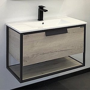 Тумба с раковиной Comforty Бонн 00-00008475 75 графит/дуб дымчатый для ванной в интернет-магазине Sanbest