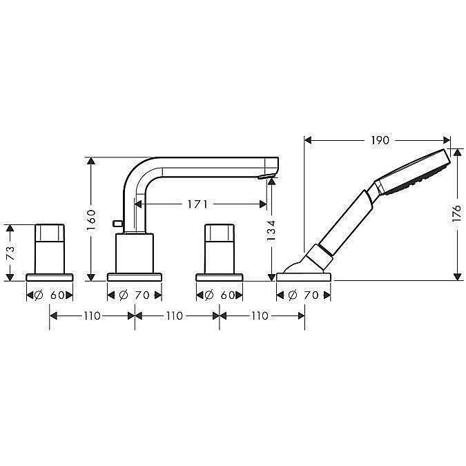 Смеситель для ванны Hansgrohe Metris S 31446000 купить в интернет-магазине сантехники Sanbest