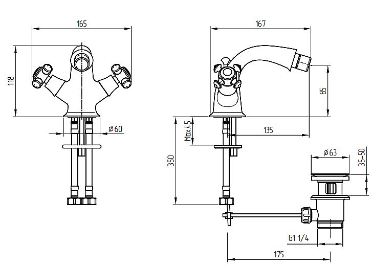 Смеситель для биде Migliore Prestige хром купить в интернет-магазине сантехники Sanbest