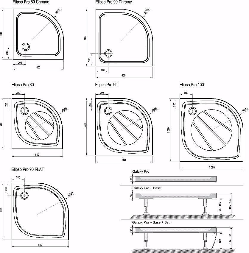 Душевой поддон Ravak Galaxy Pro Elipso 90 белый матовый купить в интернет-магазине Sanbest