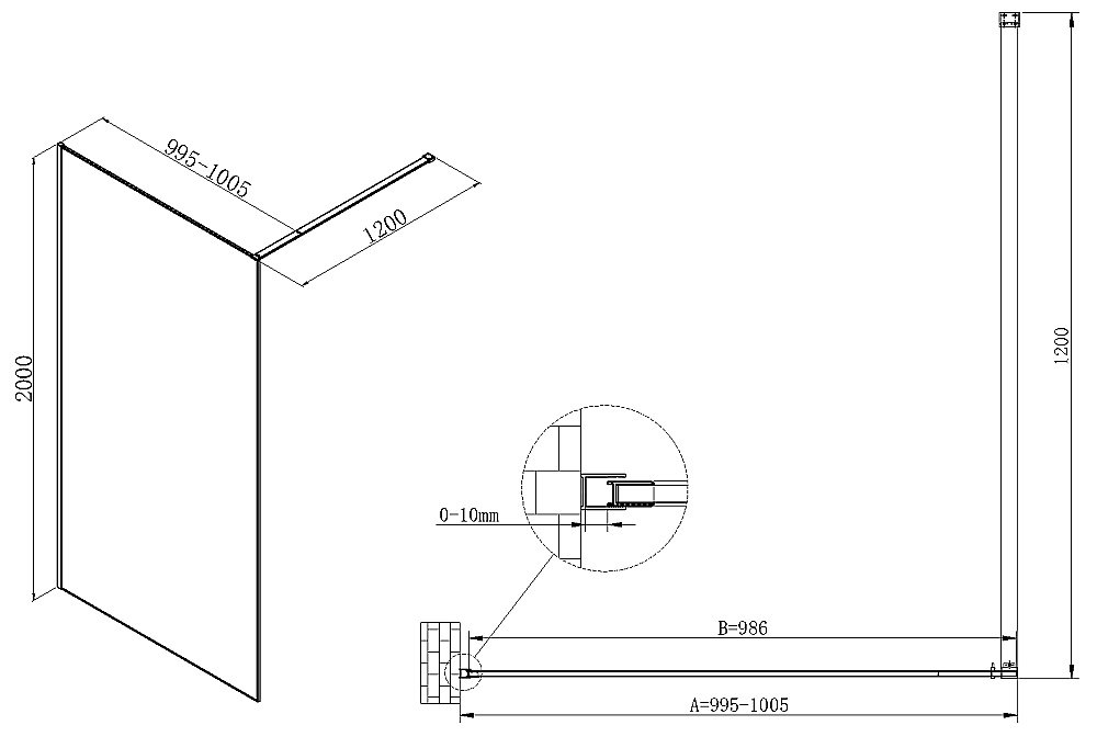 Душевое ограждение Vincea Walk-In 100 VSW-7HS100GWG стекло ламинированное с золотыми нитями/профиль брашированное золото купить в интернет-магазине Sanbest