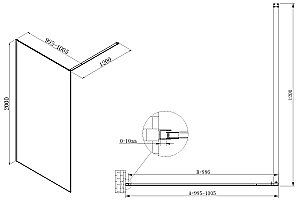 Душевое ограждение Vincea Walk-In 100 VSW-7HS100GWG стекло ламинированное с золотыми нитями/профиль брашированное золото купить в интернет-магазине Sanbest