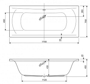 Ванна Cezares ARENA 170x75 купить в интернет-магазине Sanbest