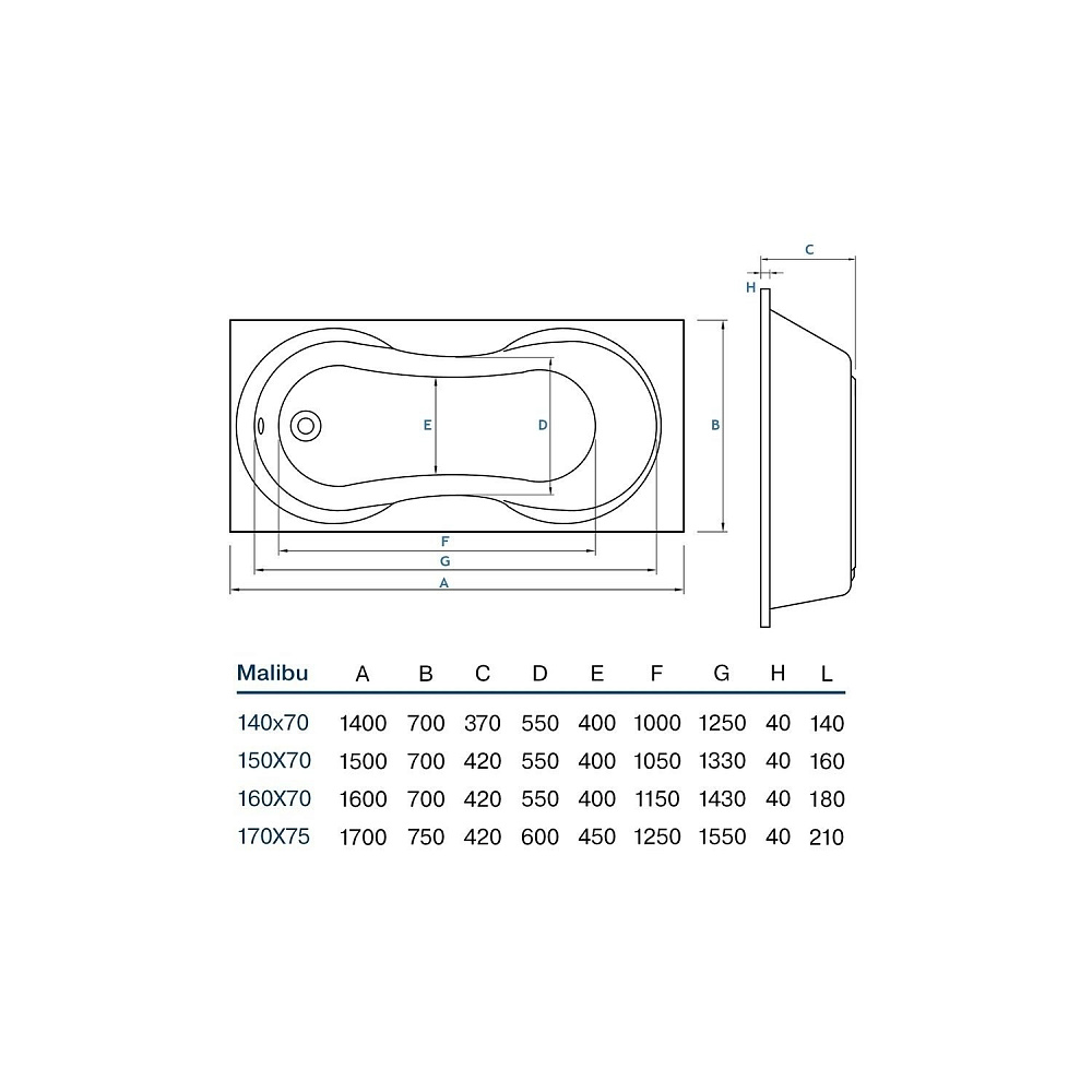 Ванна акриловая Koller Pool Malibu 170x75 купить в интернет-магазине Sanbest