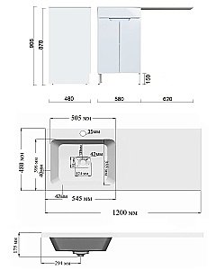 Тумба с раковиной Orange Sistema STD-120TUW 120 для ванной в интернет-магазине Sanbest