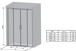 Душевая дверь Ravak Matrix MSD4-180 белый купить в интернет-магазине Sanbest