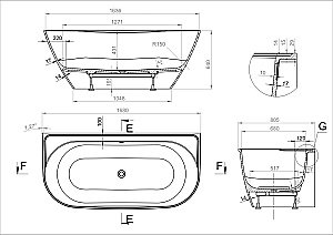 Ванна BAS Палермо 168х80,5 ВА00024 белая купить в интернет-магазине Sanbest