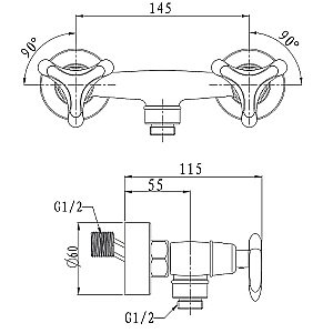 Смеситель для душа Kaiser Trio 57077 купить в интернет-магазине сантехники Sanbest