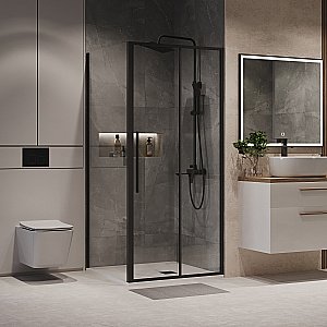 Душевой уголок Niagara Nova NG-84-9AB/NG-A80B-34 90х80 стекло прозрачное/профиль черный матовый купить в интернет-магазине Sanbest