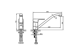 Смеситель для кухни Elghansa Emerald Plus 56A1510 хром купить в интернет-магазине сантехники Sanbest