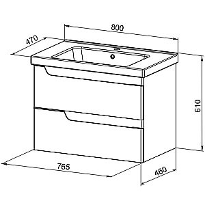 Тумба с раковиной Orange TOPLINE-Milano TP-MR80+RA белая глянец для ванной в интернет-магазине Sanbest