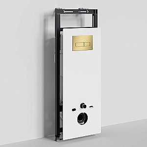 Инсталляция для унитаза WasserKraft Salm 27TLT.010.ME.WH.MG03 белая панель/кнопка матовое золото купить в интернет-магазине сантехники Sanbest
