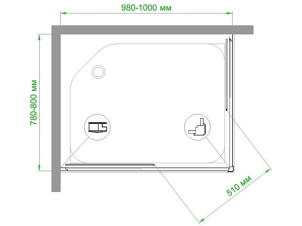 Душевой уголок Royal Bath RB8100HPD-C-BL 100х80 матовый купить в интернет-магазине Sanbest