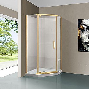 Душевой уголок Vincea Stresa VSP-1S100CLG 100x100 стекло прозрачное/профиль золото брашированное купить в интернет-магазине Sanbest