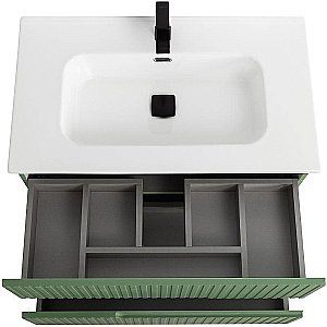 Тумба с раковиной Cezares DUET-N 80 DUET-N-800-2C-SO-PS-P фисташковый софт для ванной в интернет-магазине Sanbest