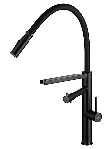 Смеситель для кухни с гибким изливом и подключением фильтра WONZON & WOGHAND, Черный матовый (WW-88458007-MB) купить в интернет-магазине сантехники Sanbest