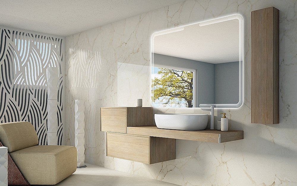 Консоль подвесная Cezares TAVOLONE 41583+50179 120 Rovere tabacco для ванной в интернет-магазине сантехники Sanbest