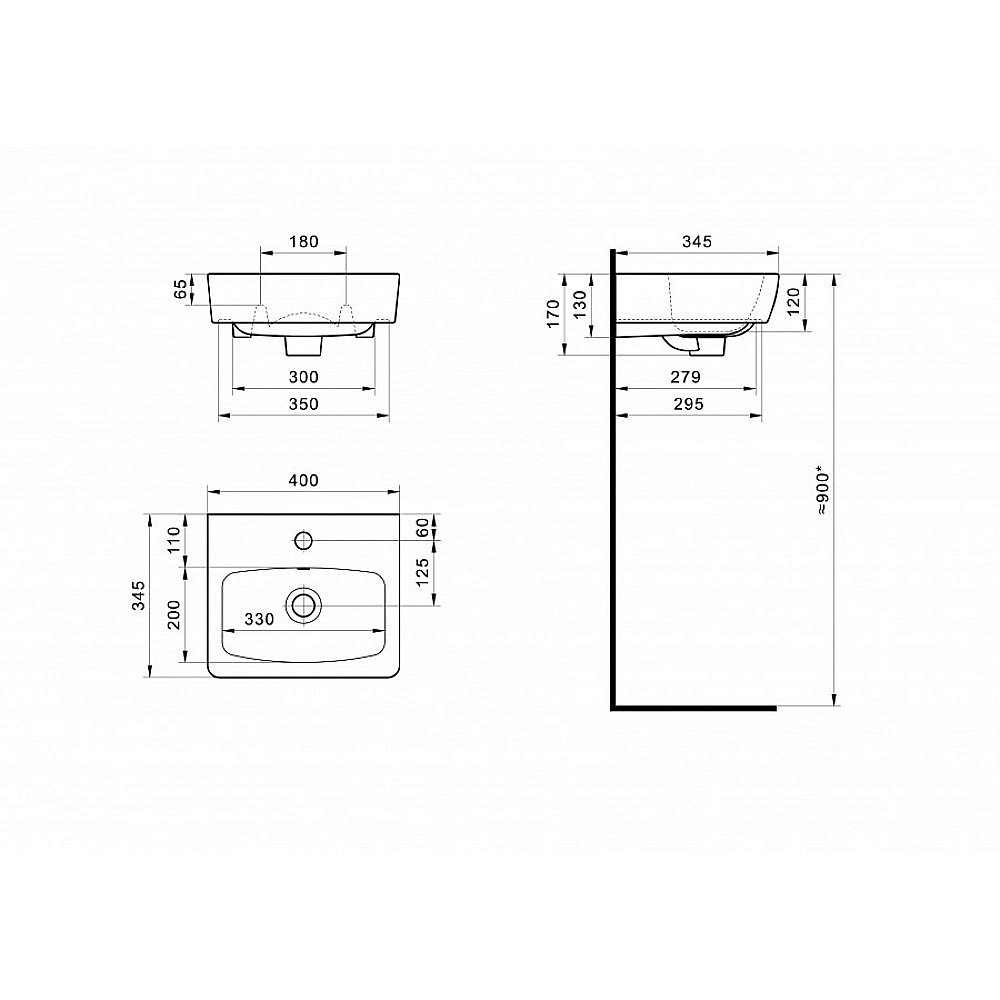 Раковина мебельная Santek Нео 40 1.WH30.2.183 белая купить в интернет-магазине Sanbest