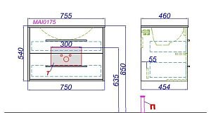 Тумба с раковиной Aqwella Майами 75 дуб сонома для ванной в интернет-магазине Sanbest