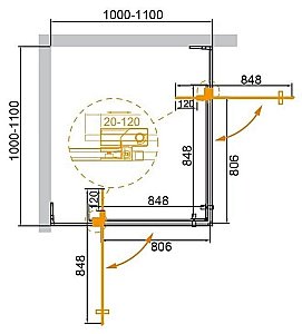 Душевой уголок Cezares Slider 105х105 SLIDER-A-2-100/110-C-Cr стекло прозрачное/профиль хром купить в интернет-магазине Sanbest
