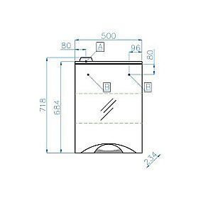 Зеркальный шкаф с подсветкой Style Line ЖАСМИН ЛС-000010038 50 белый купить в интернет-магазине сантехники Sanbest